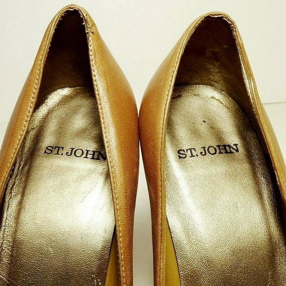 $268 St. John leather unique peeptoe pumps - Picture 5 of 10
